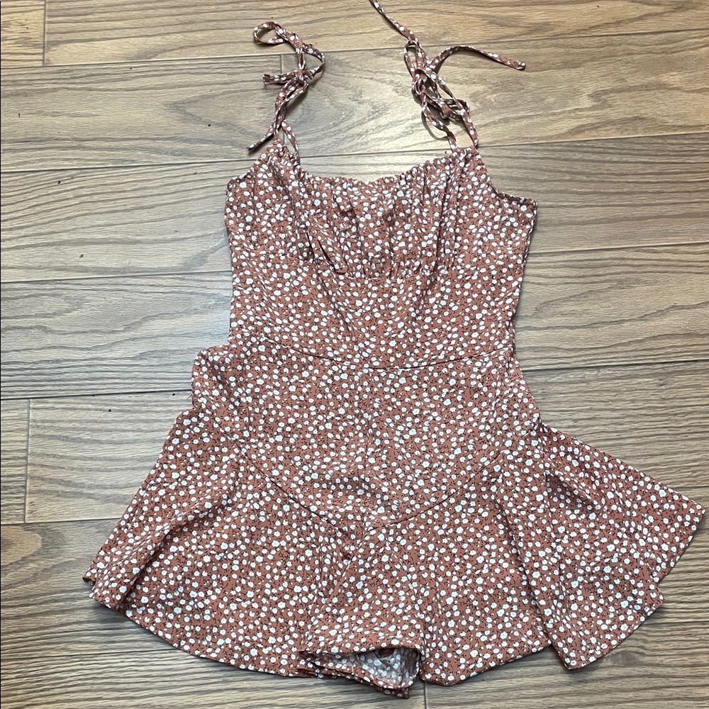 Tie-Shoulder Rust Floral Sundress Top